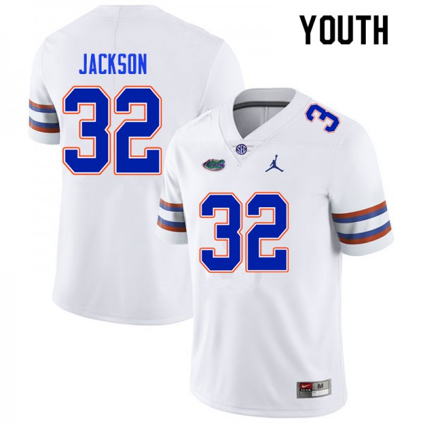 Youth #32 N'Jhari Jackson Florida Gators College Football Jersey White